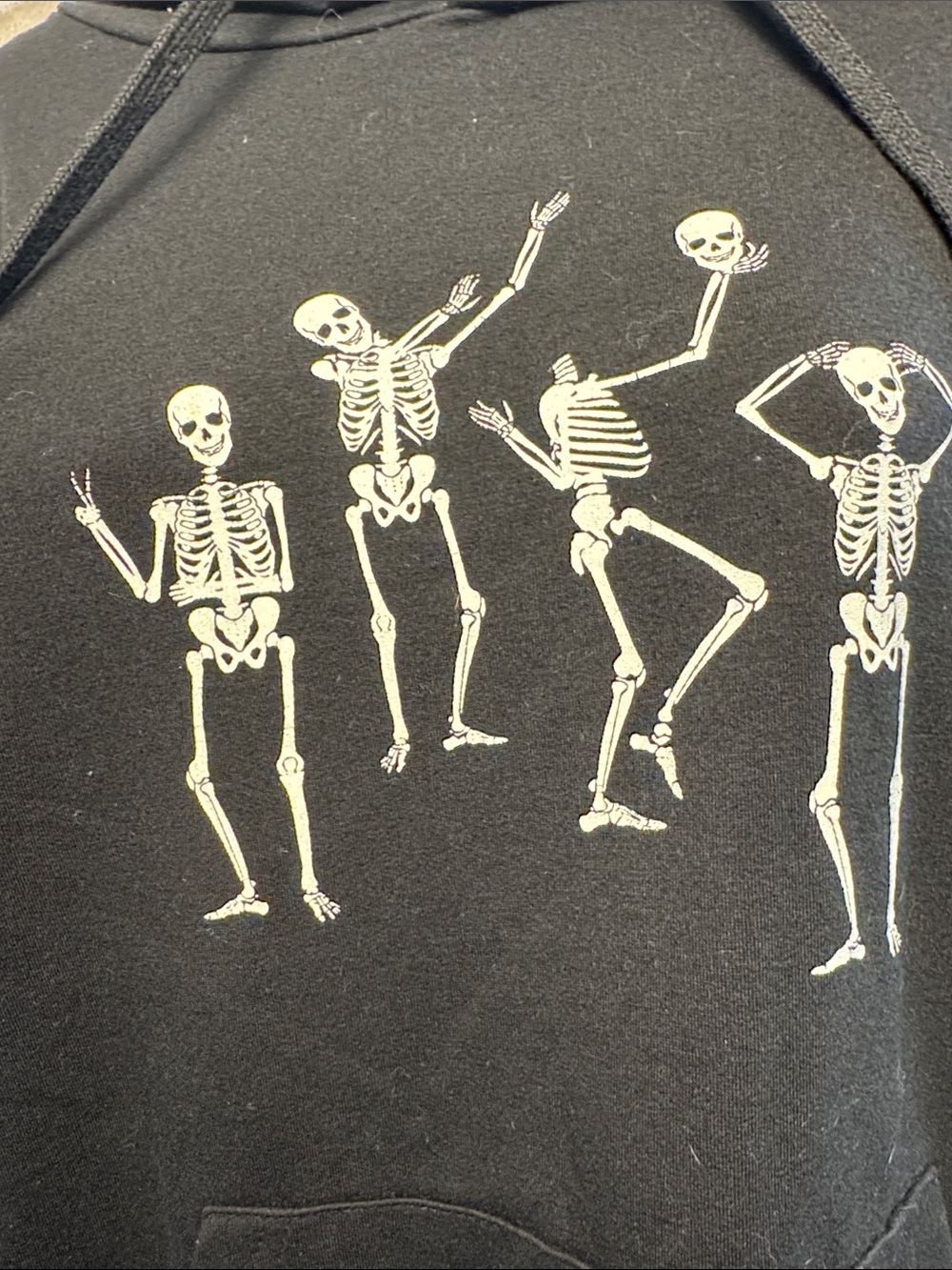 Romwe Black Skeleton Graphic Hoodie S